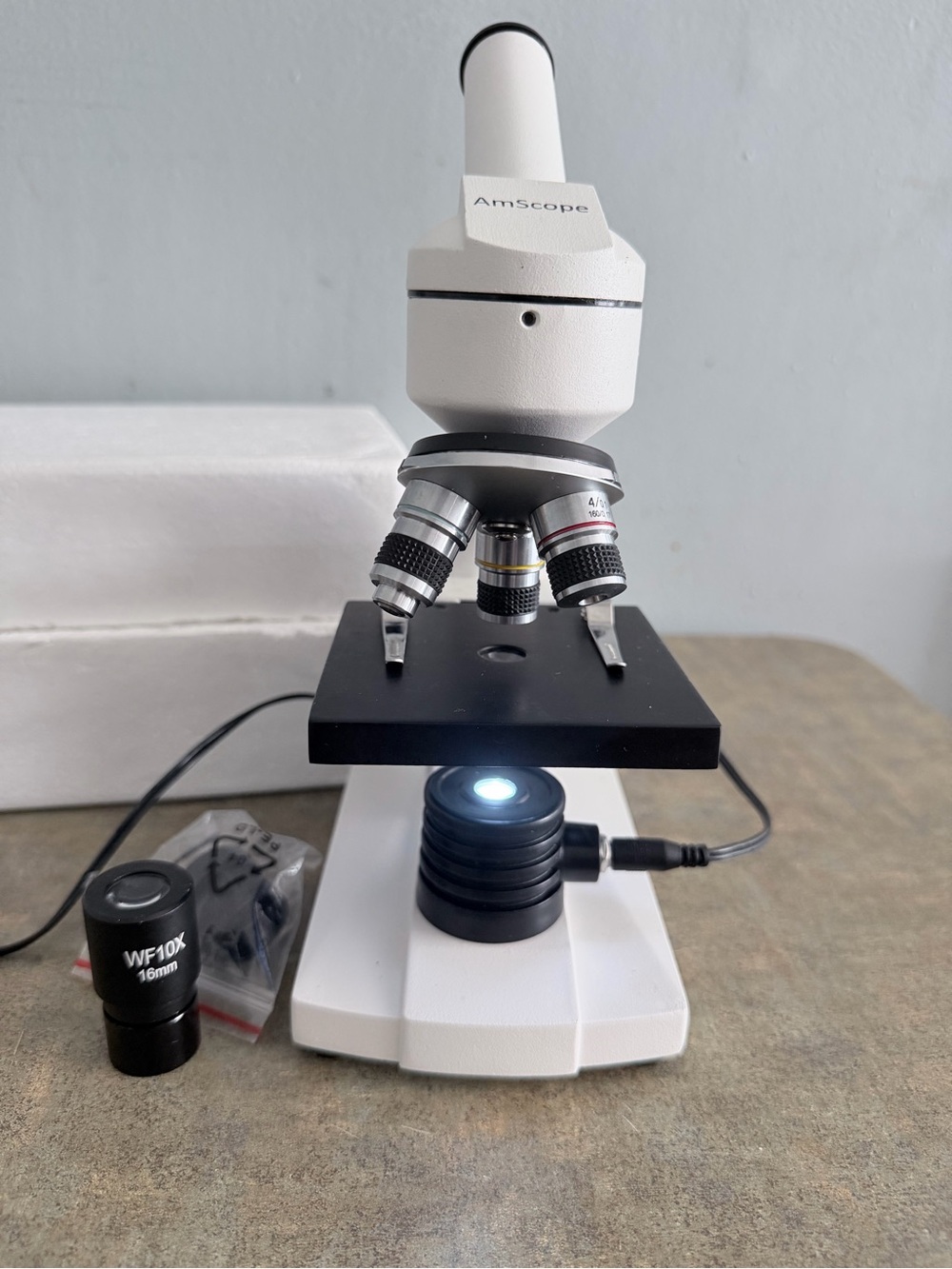 White Compound Microscope with LED Illumination - White